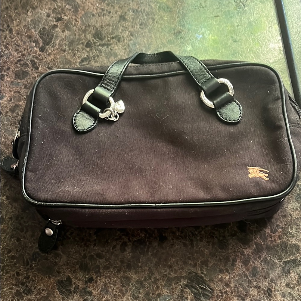 Ralph Lauren Black Canvas Toiletry Bag with Leather Trim